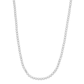 Sterling Silver Cubic Zirconia Round Cut Tennis Necklace