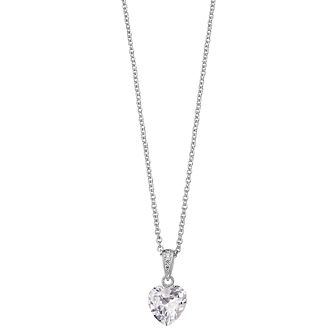 Sterling Silver White Cubic Zirconia Heart-Shaped Pendant Necklace