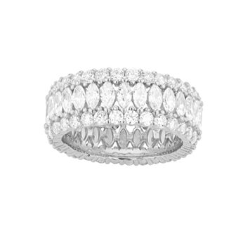 Sterling Silver Cubic Zirconia Triple-Row Eternity Ring