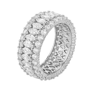 Sterling Silver Cubic Zirconia Triple-Row Eternity Ring