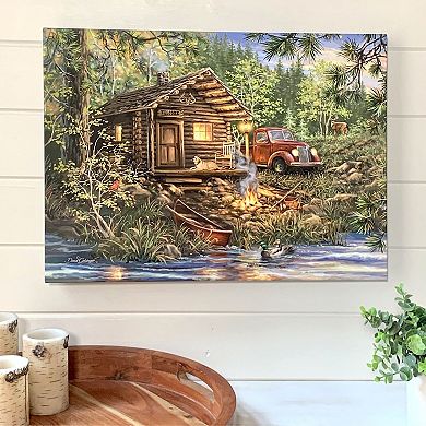 Brown and Yellow Cabin Life Wall Art Decor 18" x 24"