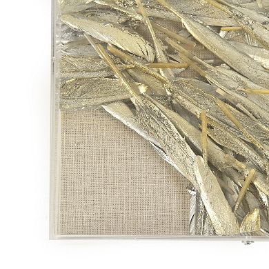 Brown and White Abstract Feather Square Wall Art Decor 15.75" x 15.75"