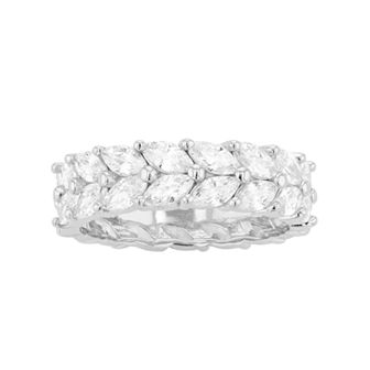 Collette Z Sterling Silver Cubic Zirconia Marquise Double-Row Ring