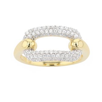 14k Gold Over Sterling Silver Cubic Zirconia Open Link Stacking Ring