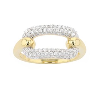14k Gold Over Sterling Silver Cubic Zirconia Open Link Stacking Ring