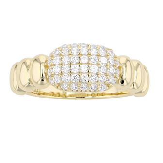 14k Gold Over Sterling Silver Cubic Zirconia Pave Scalloped Ring