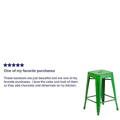 Merrick Lane Elba Series Metal Stool with Powder Coated Finish and Integrated Floor Glides