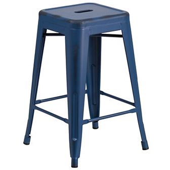 Merrick Lane Elba Series Metal Stool with Powder Coated Finish and Integrated Floor Glides