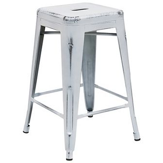 Merrick Lane Elba Series Metal Stool with Powder Coated Finish and Integrated Floor Glides