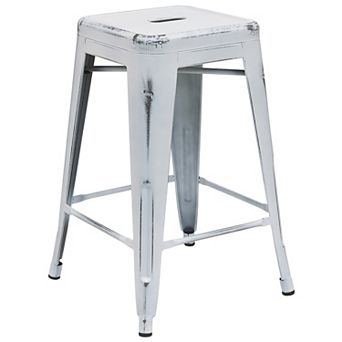 Merrick Lane Elba Series Metal Stool with Powder Coated Finish and Integrated Floor Glides