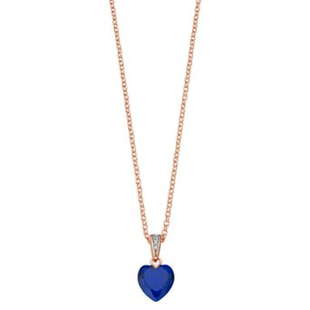 18k Rose Gold Over Silver Cubic Zirconia Heart-Shaped Necklace