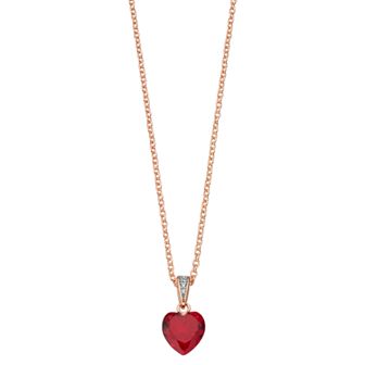 18k Rose Gold Over Silver Cubic Zirconia Heart-Shaped Necklace