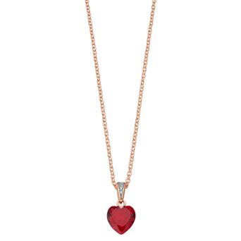 18k Rose Gold Over Silver Cubic Zirconia Heart-Shaped Necklace