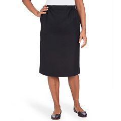 Women's 24seven Comfort Apparel Classic Knee-Length Black Skirt