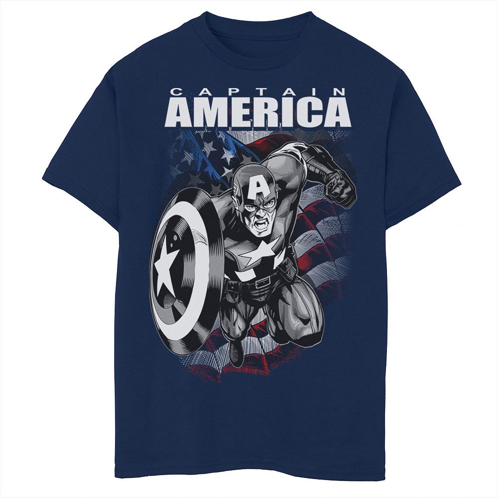 Marvel Captain America Avengers Shield Flag Graphic T-Shirt