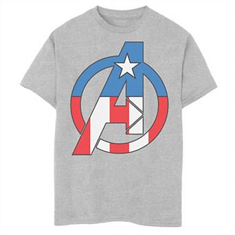 Boys Marvel Avengers Captain America Costume Fill Logo Graphic Tee