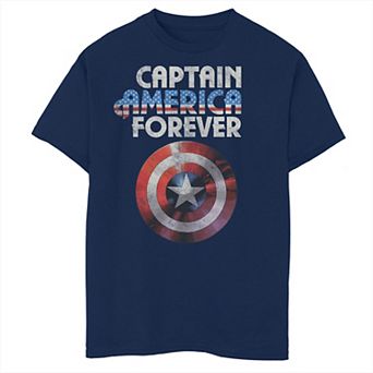 Boys Marvel Captain America Forever Retro Shield Logo Graphic Tee