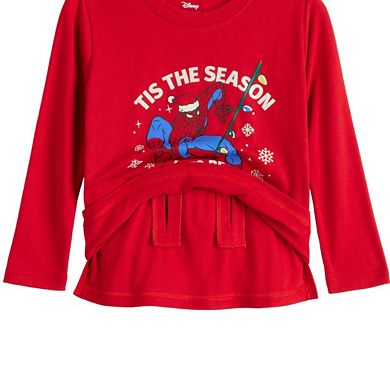 Toddler Boy Jumping Beans® Adaptive Double Layer Spider-Man Long Sleeve Holiday Graphic Tee