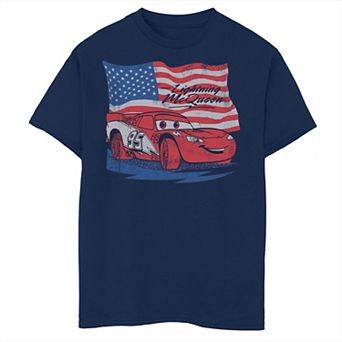 Boys Disney Pixar Cars US Flag Lightning McQueen Retro Graphic Tee