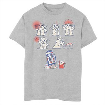Boys 8-20 Husky Star Wars Grogu and R2-D2 Patriotic Graphic Tee