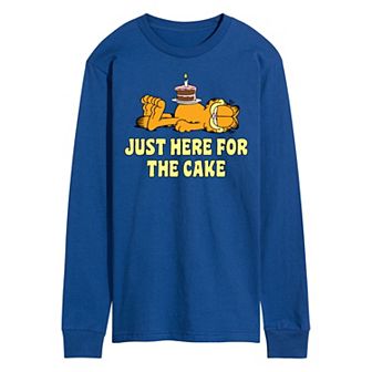 Men's Garfield Just Here For Cake Long Sleeve Graphic Tee