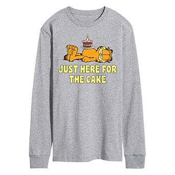 Men's Garfield Just Here For Cake Long Sleeve Graphic Tee