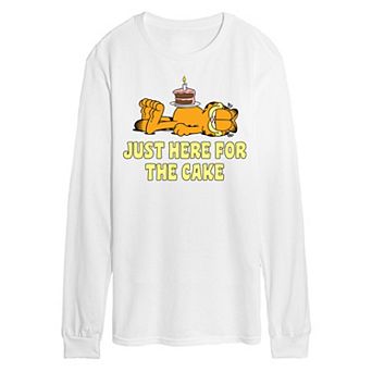 Men's Garfield Just Here For Cake Long Sleeve Graphic Tee