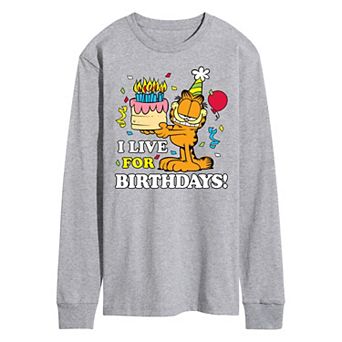 Men's Garfield Life For Birthdays Long Sleeve Graphic Tee