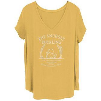 Disney's Tangled Juniors' Plus Size The Snuggly Duckling Where Dreams Are Made V-Neck Graphic Tee