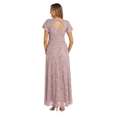 Women's R&M Richards Embroidered Sequin Mesh Dress
