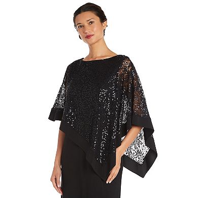 Women's R&M Richards Lace Poncho Evening Gown