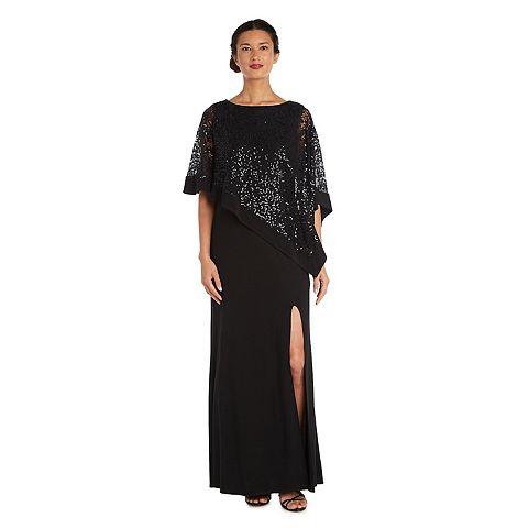 Женские платья R&M Women's R&M Richards Lace Poncho Evening Gown