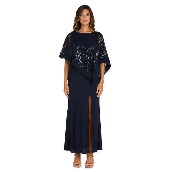 Women's R&M Richards Lace Poncho Evening Gown