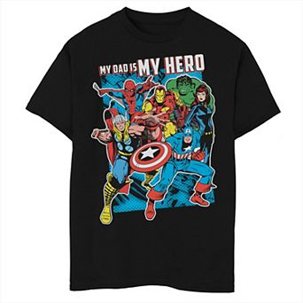 Boys 8-20 Marvel Heroes My Dad My Hero Father's Day Graphic Tee
