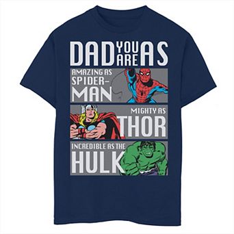 Boys 8-20 Marvel Spider-Man Thor Hulk Dad You Are As Panels Graphic Tee