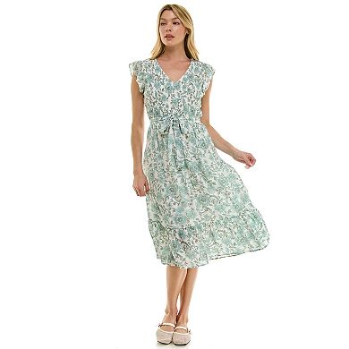 Women's Luxology Smocked Bodice Fit & Flare Midi Dress