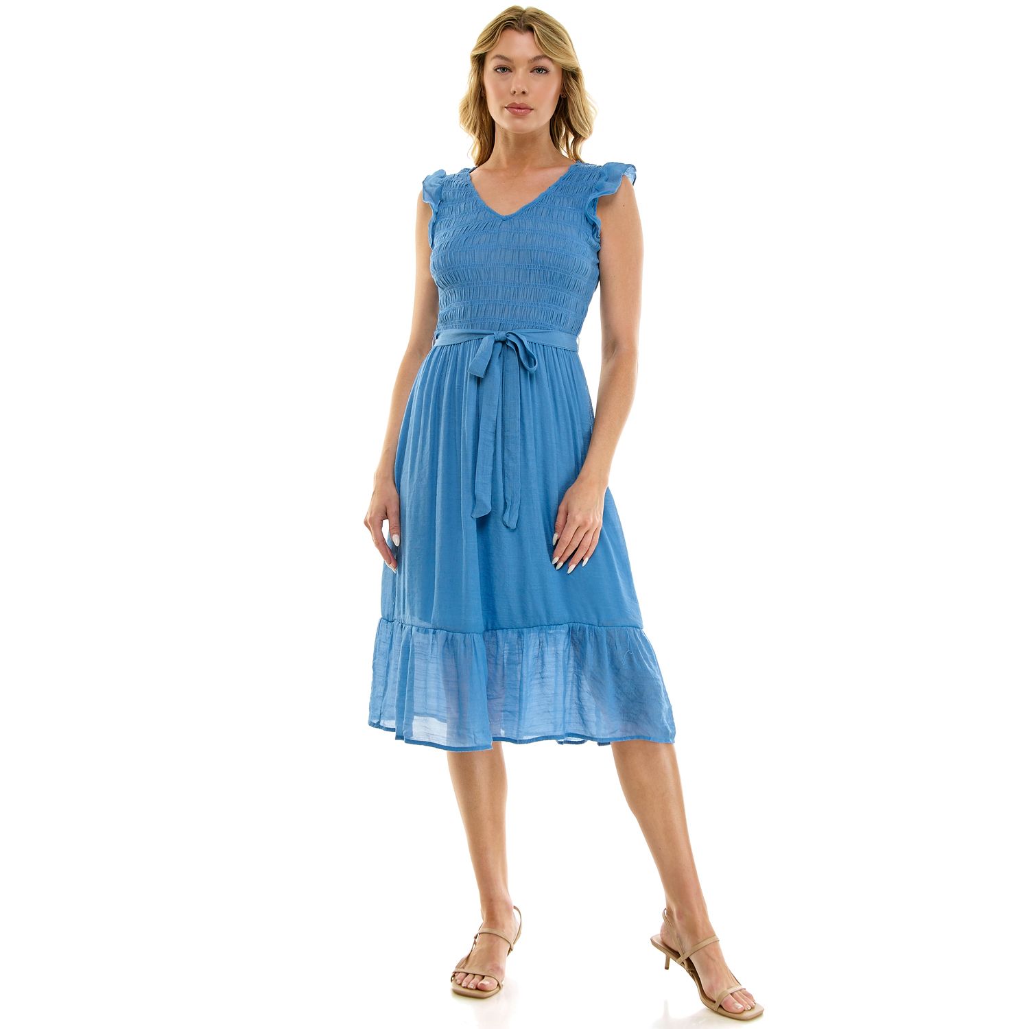 Женские платья Luxology Smocked Bodice Fit & Flare Midi Dress