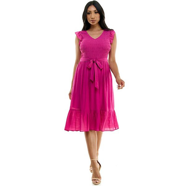 Women's Luxology Smocked Bodice Fit & Flare Midi Dress