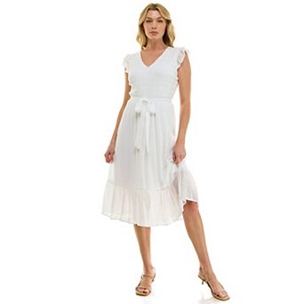 Women's Luxology Smocked Bodice Fit & Flare Midi Dress