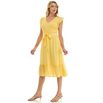 Women's Luxology Smocked Bodice Fit & Flare Midi Dress