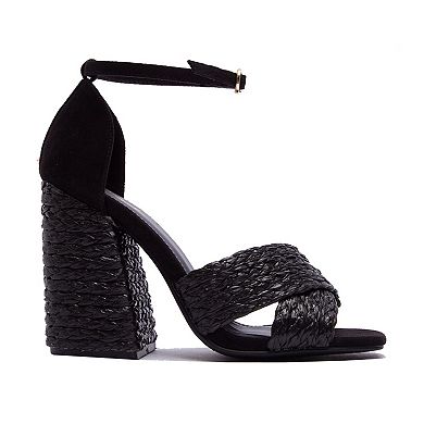 Women's Qupid Cage-82X Braided Ankle Strap Heel Sandal