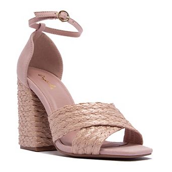 Women's Qupid Cage-82X Braided Ankle Strap Heel Sandal