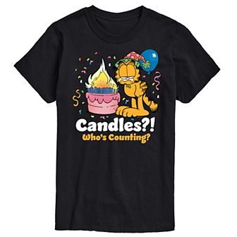 Men's Garfield Candles Whos Counting Graphic Tee