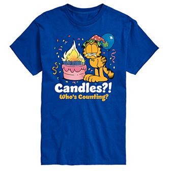 Men's Garfield Candles Whos Counting Graphic Tee