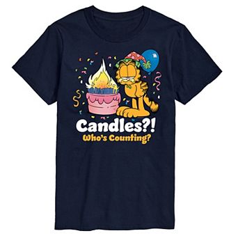 Men's Garfield Candles Whos Counting Graphic Tee