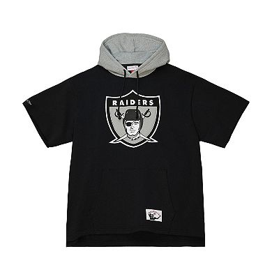Men's Mitchell & Ness Black Las Vegas Raiders Postgame Short Sleeve Hoodie
