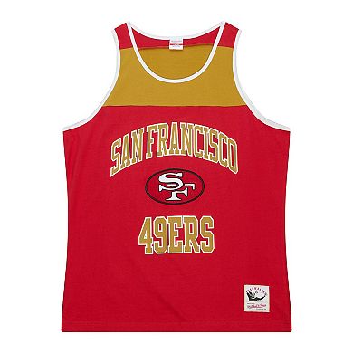 Men's Mitchell & Ness Scarlet/Gold San Francisco 49ers  Heritage Colorblock Tank Top
