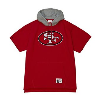 Men's Mitchell & Ness Scarlet San Francisco 49ers Postgame Short Sleeve Hoodie