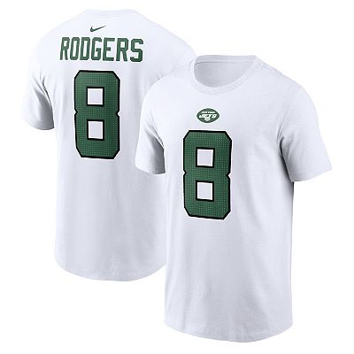 Men s Nike Aaron Rodgers White New York Jets Player Name Number T Shirt