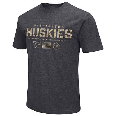 Men's Colosseum Heather Black Washington Huskies Big & Tall OHT Military Appreciation Playbook T-Shirt